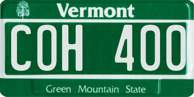 VT license plate COH400