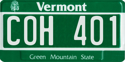 VT license plate COH401