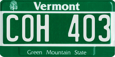 VT license plate COH403