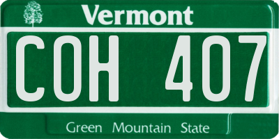 VT license plate COH407