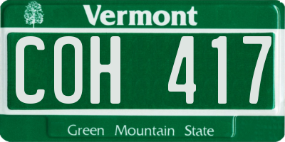 VT license plate COH417