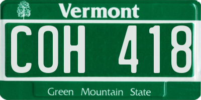 VT license plate COH418