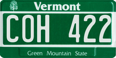 VT license plate COH422