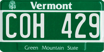 VT license plate COH429