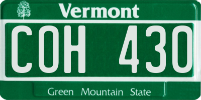 VT license plate COH430