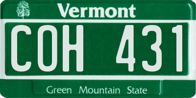 VT license plate COH431