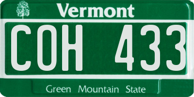 VT license plate COH433