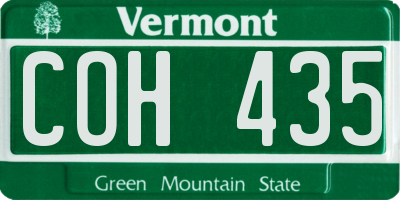 VT license plate COH435