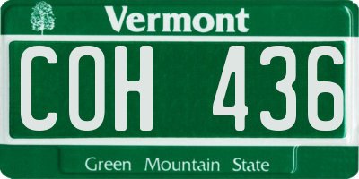 VT license plate COH436