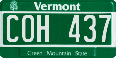 VT license plate COH437