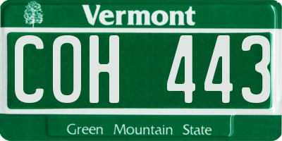 VT license plate COH443