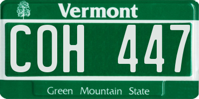 VT license plate COH447