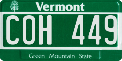 VT license plate COH449