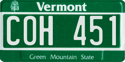 VT license plate COH451