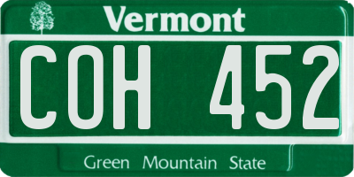 VT license plate COH452