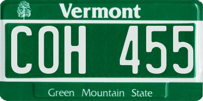 VT license plate COH455