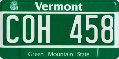 VT license plate COH458