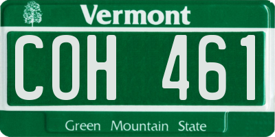 VT license plate COH461