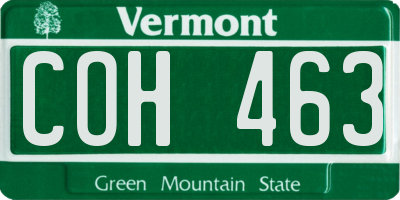 VT license plate COH463