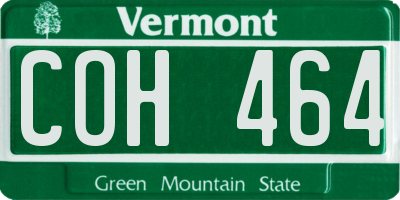 VT license plate COH464