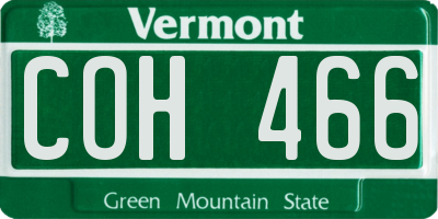 VT license plate COH466