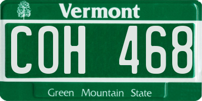 VT license plate COH468