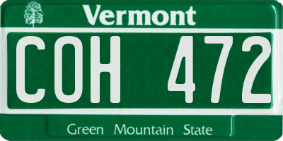 VT license plate COH472
