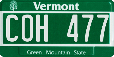 VT license plate COH477