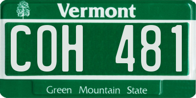 VT license plate COH481