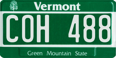 VT license plate COH488