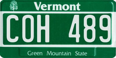 VT license plate COH489