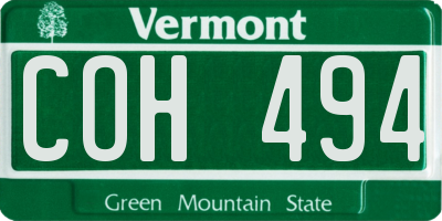 VT license plate COH494