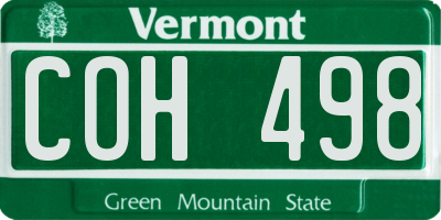 VT license plate COH498