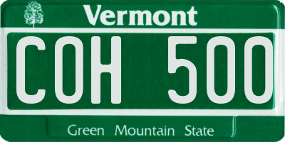 VT license plate COH500