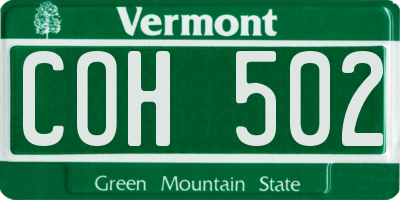 VT license plate COH502