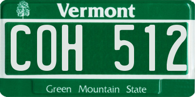 VT license plate COH512