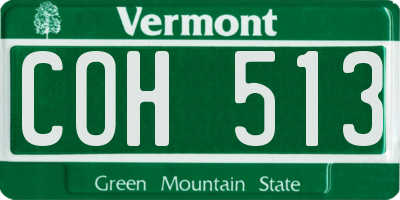 VT license plate COH513