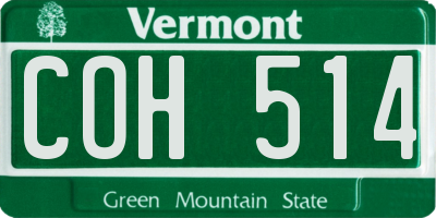 VT license plate COH514