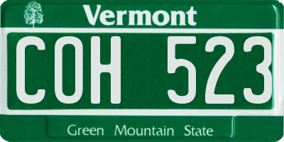 VT license plate COH523