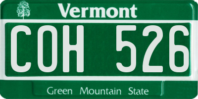 VT license plate COH526