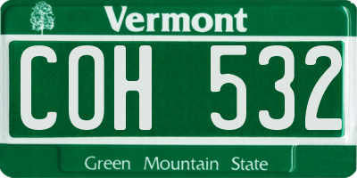 VT license plate COH532