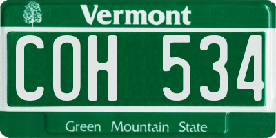 VT license plate COH534