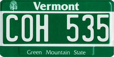 VT license plate COH535