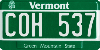 VT license plate COH537
