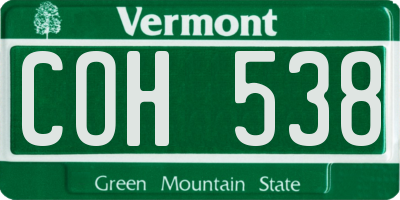 VT license plate COH538