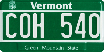 VT license plate COH540