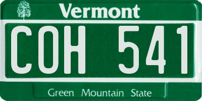 VT license plate COH541