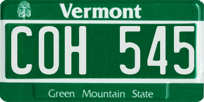 VT license plate COH545