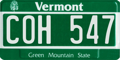 VT license plate COH547