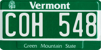 VT license plate COH548